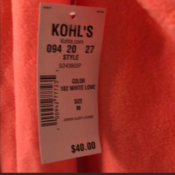 New SO Light Orange Long Sleeve Pajama Top Juniors Sz Medium - Picture 2 of 8